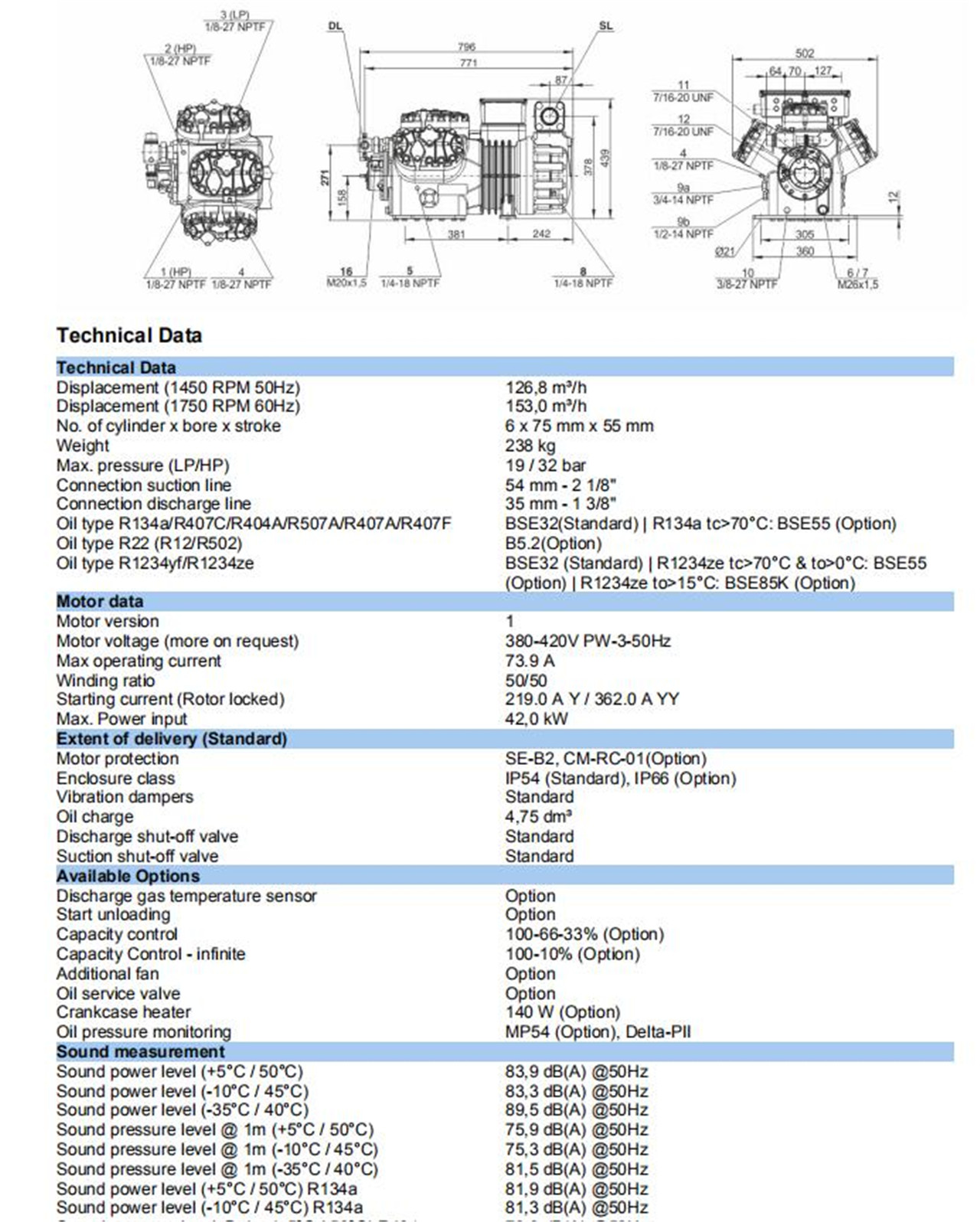1. Комерцијален компресор за ладење со клипни битцери 6GE-40Y 6GE-40Y за единица за кондензација (5)